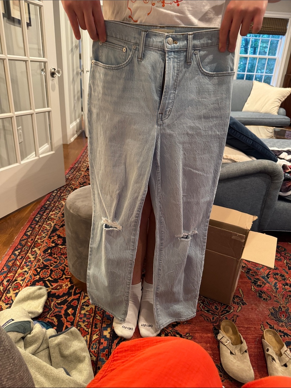 Madewell Light Blue Split-Front Wide Leg Jeans
